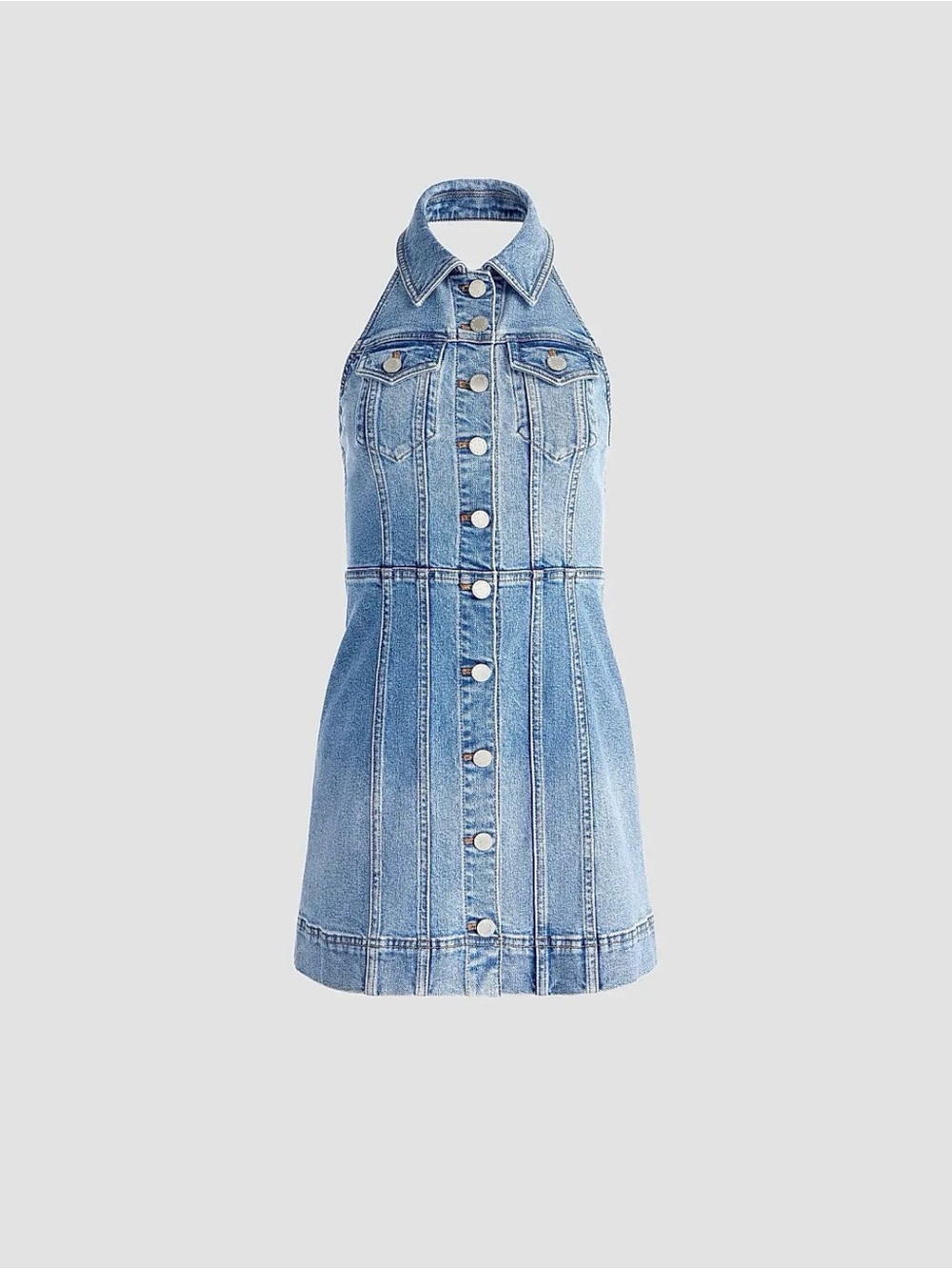 Alice + Olivia Kendall Denim Halter Minidress